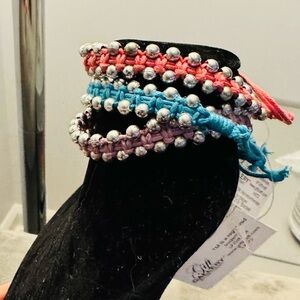 Gift Gallery Macrame Braided Bracelet Accented with Silver-Plated Beads